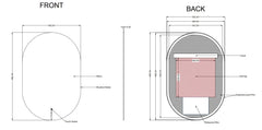 Oval Framed LED Mirror with Demister 600x900mm - Various Colours Frame