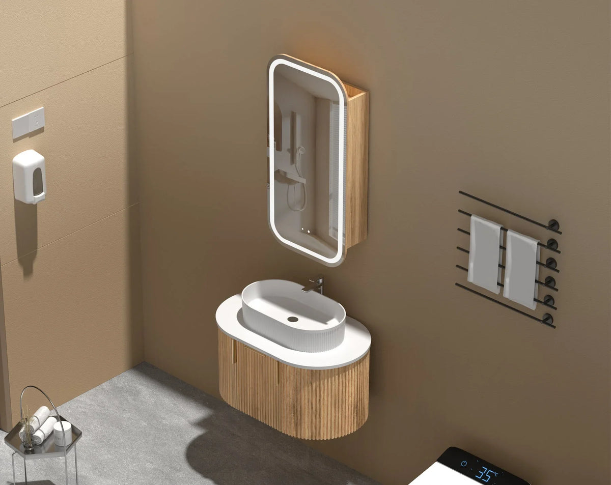 Soft Square LED Mirror Cabinet with Demister 600x900mm - Various Colours