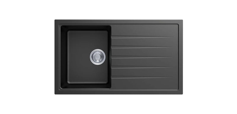Granite Black Single Bowl with Drainer  Kitchen Sink 860x500x230mm