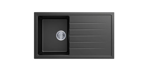 Granite Black Single Bowl with Drainer  Kitchen Sink 860x500x230mm