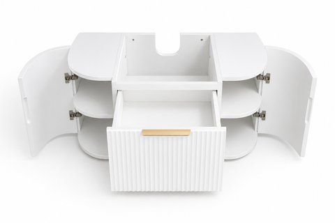BV80WH Snow Matt White Curved Fluted Wall Hung Vanity - 910 / 1210 / 1510mm