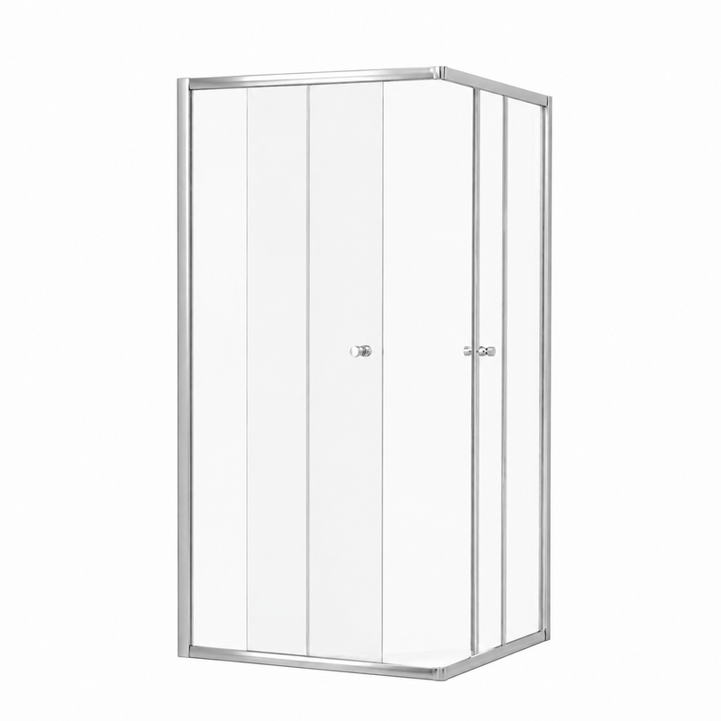 SS39 Chrome Corner Entry Sliding Shower Screen (Front + Return) - Various Sizes
