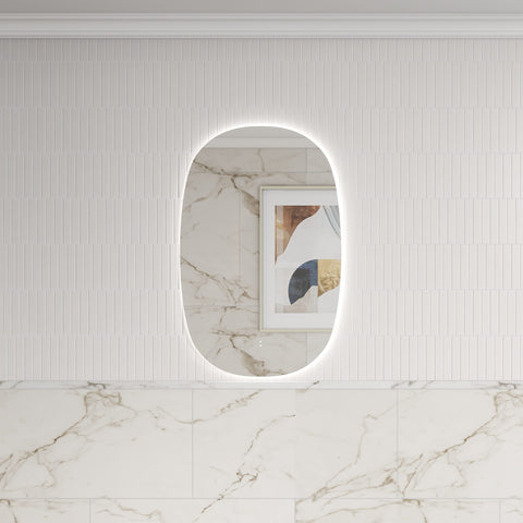 Oval Shape LED Mirror Touchless switch with Demister 580x900mm - Frameless / with Frame