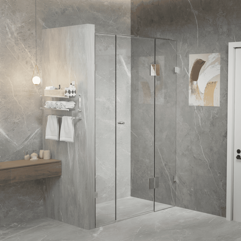 SS32 10mm Semi-Frameless Wall-to-Wall Hinged Shower Screen – Various Sizes & Colours