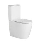 EC Raised Height Back To Wall Tornado Rimless Flush Nano Glazed Toilet Suite with Soft Close Seat - Gloss White (4 Star)