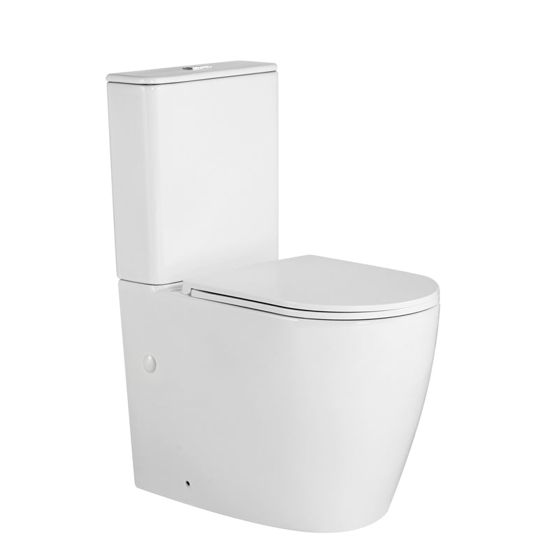 EC Raised Height Back To Wall Tornado Rimless Flush Nano Glazed Toilet Suite with Soft Close Seat - Gloss White (4 Star)