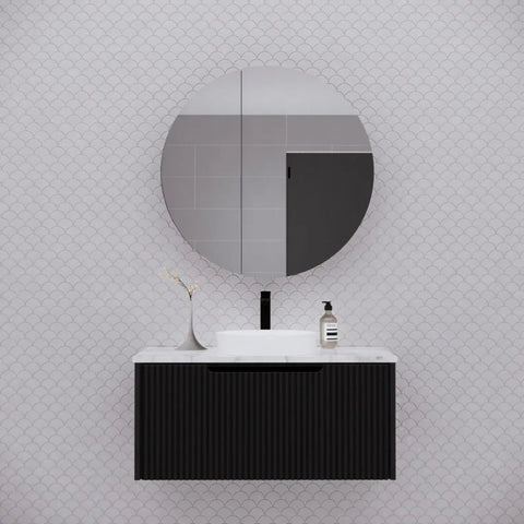Round Mirror Cabinet Pencil Edge 800mm - Various Colours