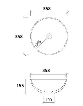 Opal-3535-MW Matte White Ceramic Basin 358x358x155mm