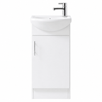 BV37 Gloss White Compact Slim Semi-Recessed Freestanding Vanity - 410x290mm