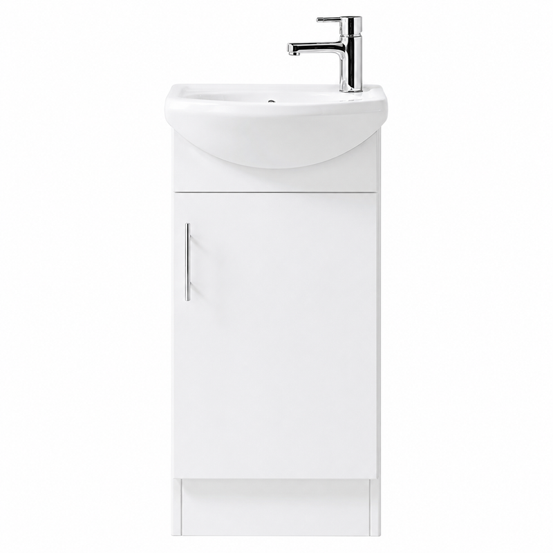 BV37 Gloss White Compact Slim Semi-Recessed Freestanding Vanity - 410x290mm