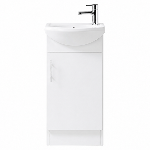 BV37 Gloss White Compact Slim Semi-Recessed Freestanding Vanity - 410x290mm