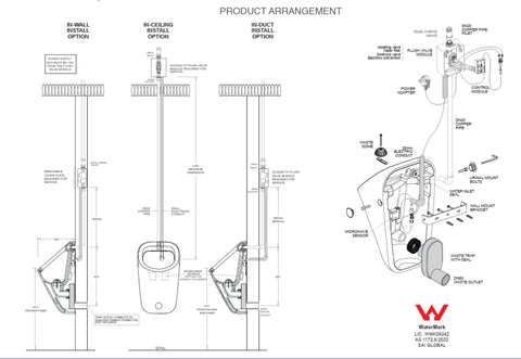 Volvo Wall Hung Urinal with Sensor Flush Plate- Gloss White