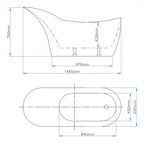 Oval Freestanding Bath 1400 / 1500 / 1700 mm - Gloss White