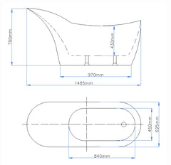 Oval Freestanding Bath 1400 / 1500 / 1700 mm - Gloss White