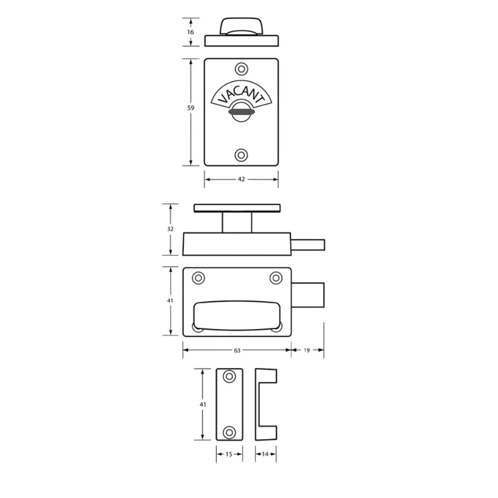 200A Safety Turn Lock & Indicator Set in Satin Chrome Plate - 200A_LOCK_SCP