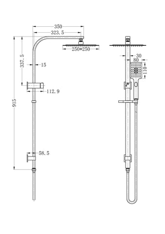 Nero Celia Square Dual Shower Rail - Various Colours