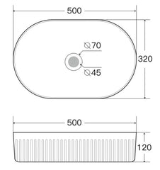 Cascade Oval Counter Top Ceramic Basin 500x320mm - Various Colours