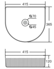 Lattice Fluted Above Counter Ceramic Basin 415x365mm - Various Colours