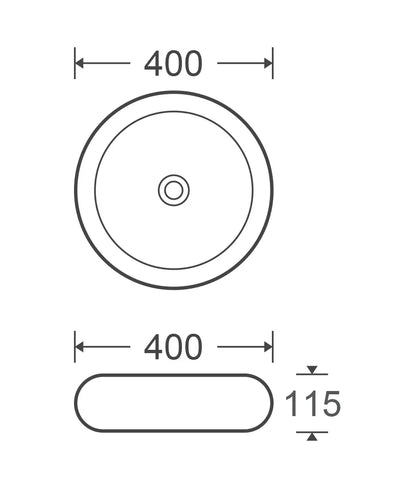 Dune Round Above Counter Ceramic Basin 400x400mm - Various Colours