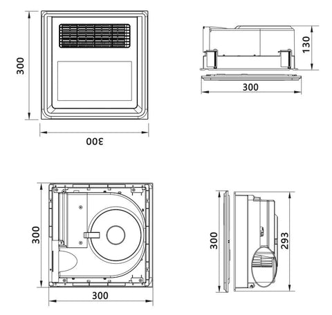 Exhaust Fan/Light/Heater 3-in-1 Bathroom Heater with Air heating