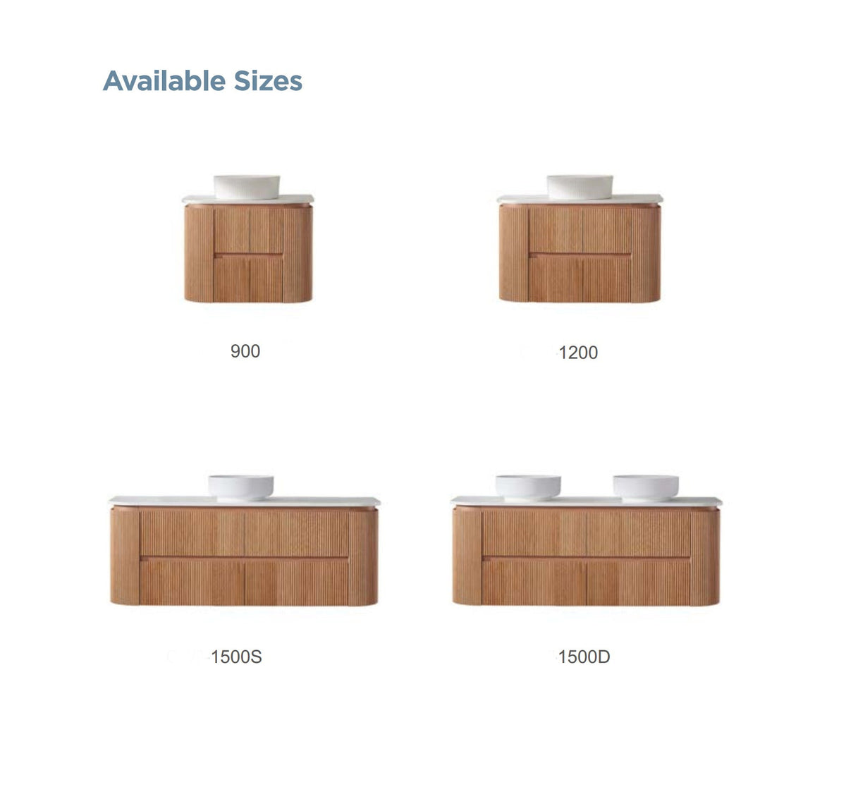 BV86 Wood Texture Wall Hung Fluted Plywood Vanity - 900/1200/1500mm