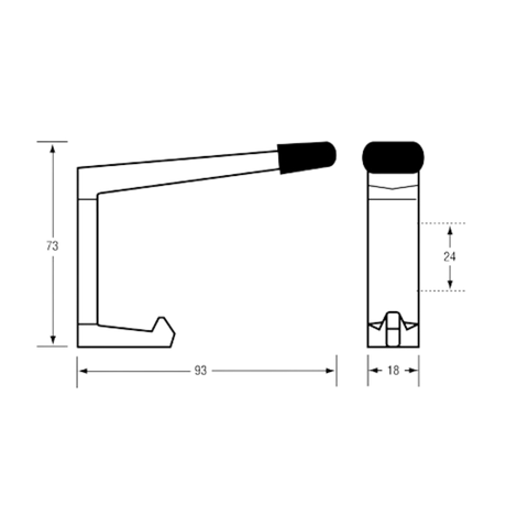 Coat Hook with Bumper in Designer Black - 202C_HOOK_DESIGNER