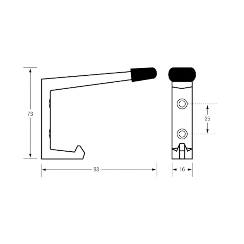 Coat Hook with Bumper in Satin Chrome Plate - 202_HOOK_SCP