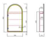 Arched Shape LED Mirror Cabinet 450x900mm - Various Colours Cabinet Finishes & Frames