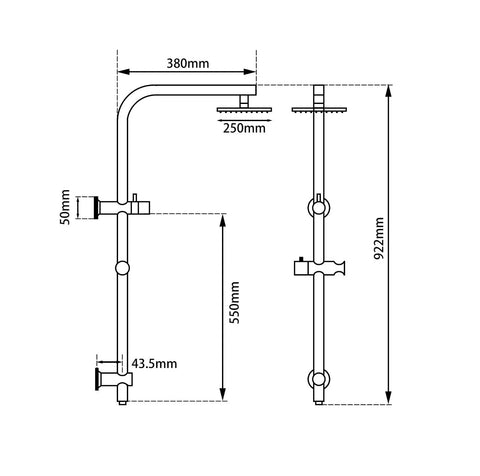 Vue Round Dual Shower Rail - Various Colours