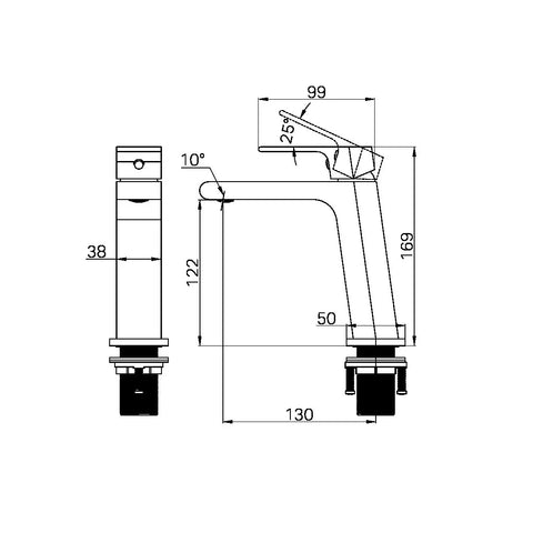 Nero Tapware BM18 Bench Mount Angled Basin Mixer - Various Colours