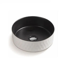 Meridian Round Black In & White Out Above Counter Ceramic Basin 360x360mm