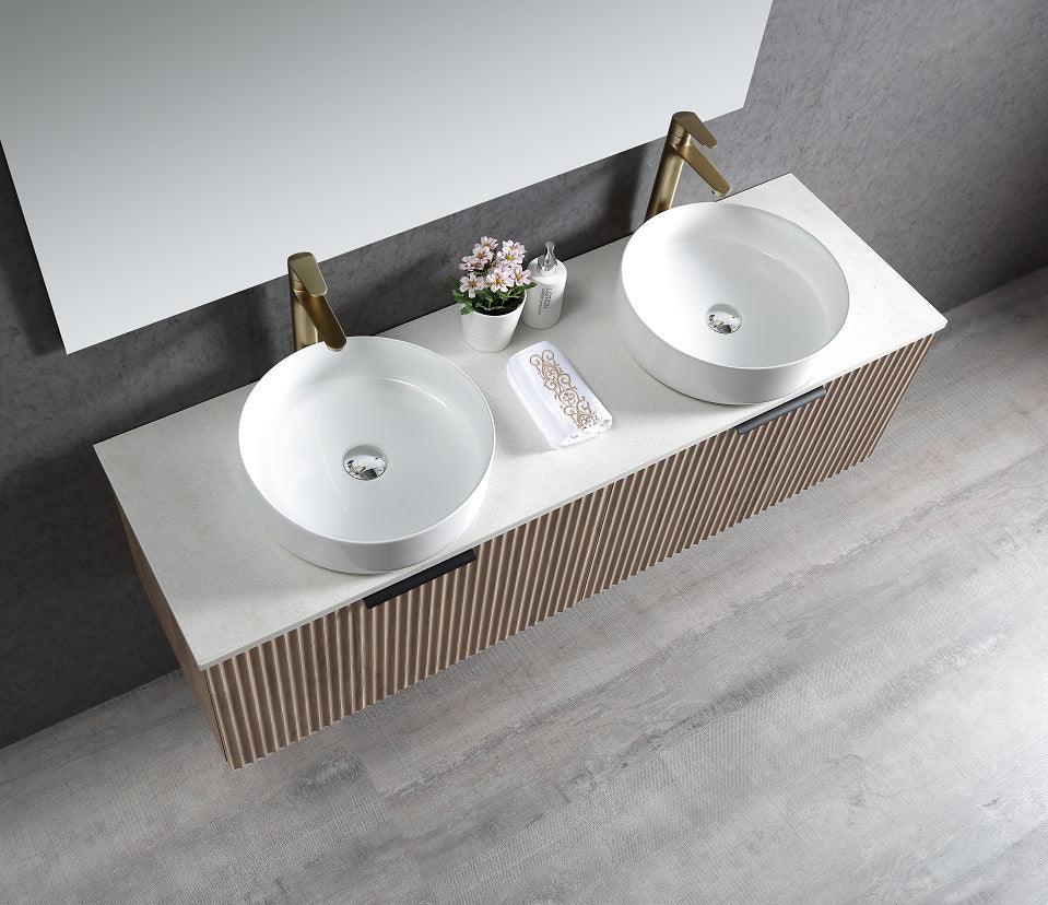 BV29WH Fluted Dark Walnut Fingerpull Wall Hung Vanity