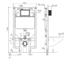 R&T In Wall Package - Tornado Rimless Wall Hung Pan, Inwall Cistern and Button
