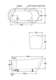 Oval Freestanding Bath 1500 / 1700mm - Gloss White