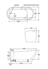 Oval Freestanding Bath 1500 / 1700mm - Gloss White