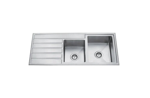 Double Bowls Sink with Drainer Topmount - 1200x500mm - Right Hand Bowls