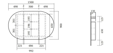 Oval Mirror Cabinet Pencil Edge 900x600 / 1200x750 / 1500x900mm - Various Colours