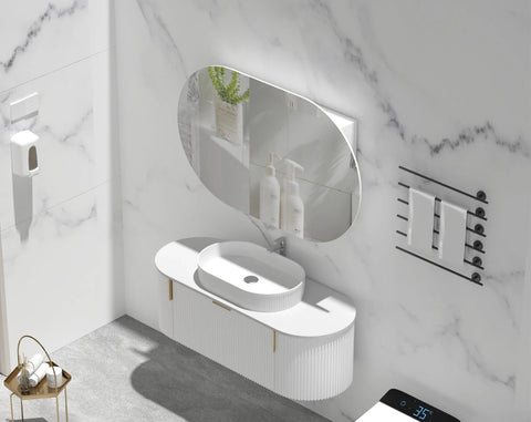 Oval Mirror Cabinet Pencil Edge 900x600 / 1200x750 / 1500x900mm - Various Colours