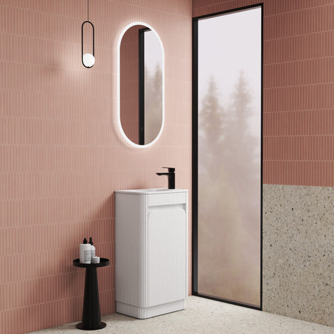 BV91 Compact Fluted Floor Mounted Ensuite Vanity 450x295mm - Various Colours