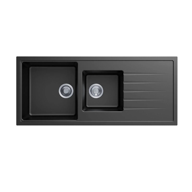Granite Black Double Bowls Topmount Kitchen Sink 1160x500mm - Various Colours
