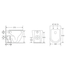 BM Lagos Raised Height Tornado Rimless Flush Floor Mount Pan with Soft Close Seat - White (4 Star)