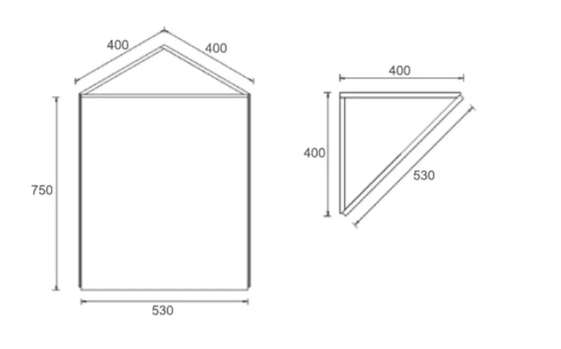 Corner Mirror Cabinet Pencil Edge 400x400mm - Various Colours