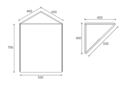 Corner Mirror Cabinet Pencil Edge 400x400mm - Various Colours