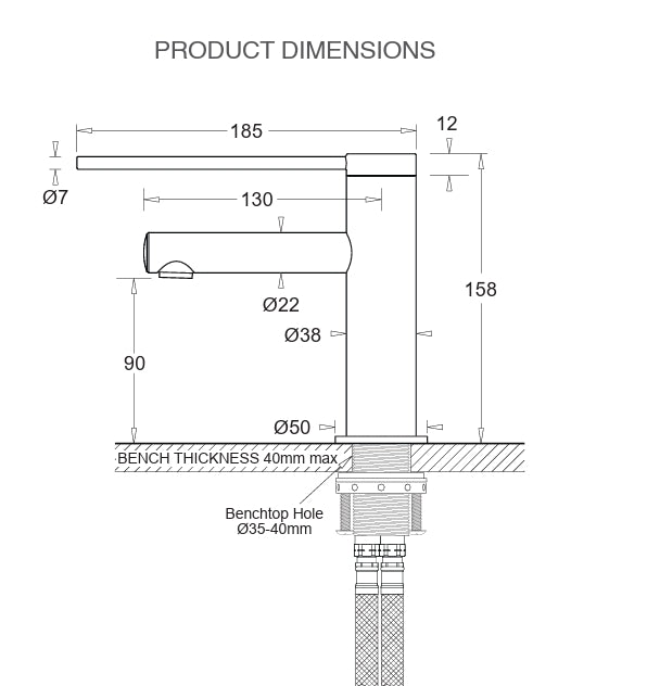 Chrome Round Basin Mixer Pin Handle - Floor Display Clearance
