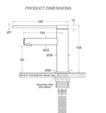 Chrome Round Basin Mixer Pin Handle - Floor Display Clearance