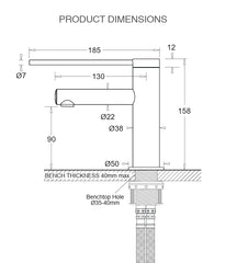 Chrome Round Basin Mixer Pin Handle - Floor Display Clearance