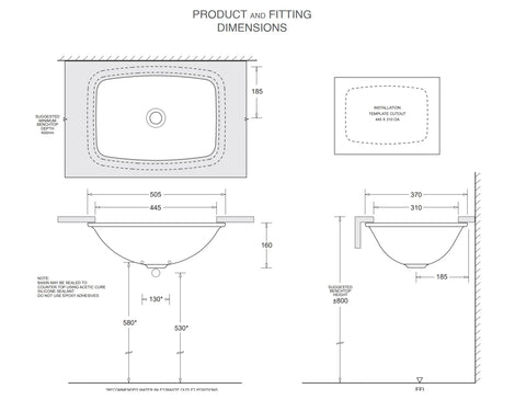 Oracle Rectangular Undermount Ceramic Basin 505 x 370mm - Gloss White
