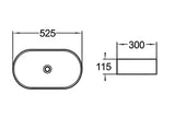 Solis Above Counter Ceramic Basin 525x300mm - Various Colours