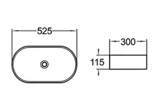 Solis Above Counter Ceramic Basin 525x300mm - Various Colours