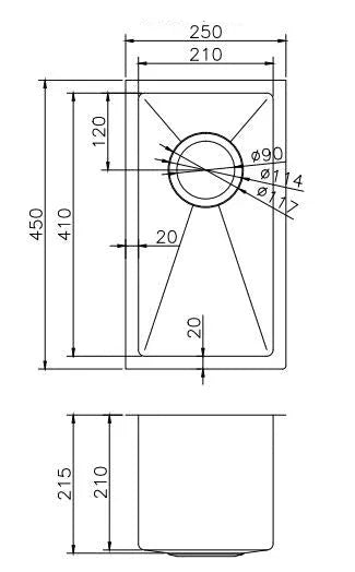 Single Bowl Drop in/Undermount Bar / Laundry Sink 250x440mm - Various Colours
